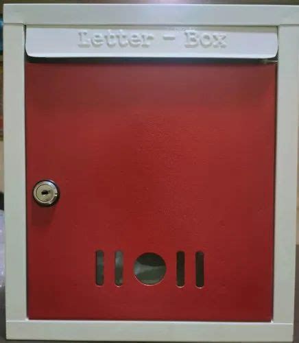 Red Metal Letterbox Regular Lock With Two Keys Size At