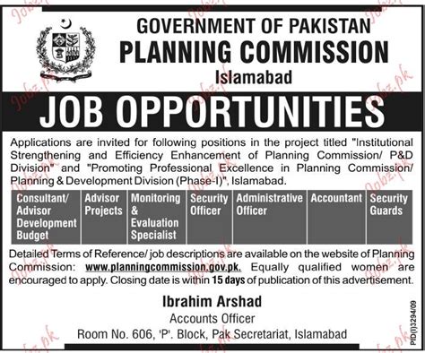 Planning Commission Pakistan Job Opportunities 2025 Job Advertisement