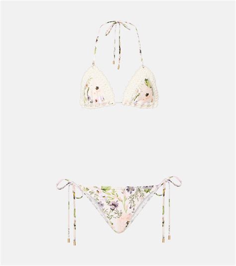 Halliday Floral Crochet Bikini In Multicoloured Zimmermann Mytheresa