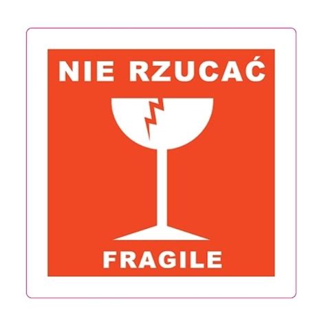 Naklejka NIE RZUCAĆ FRAGILE 100x100mm 100szt