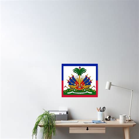 Haiti Haitian Flag Coat Of Arms Gold Poster By Shajendesigns Redbubble