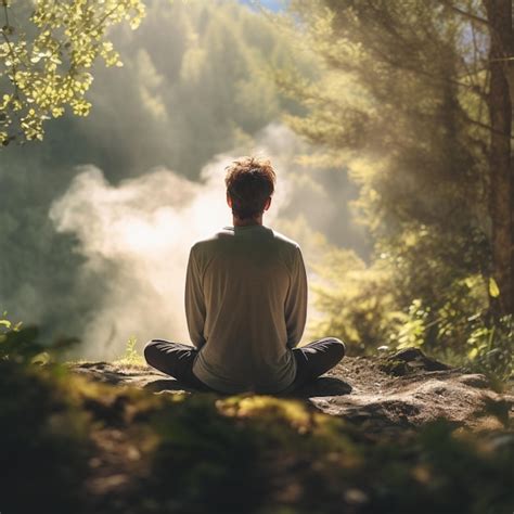 Premium Photo | Young man meditating in nature