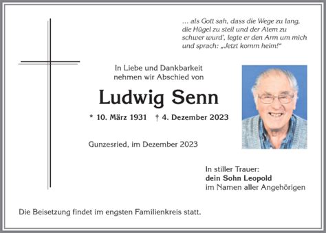 Traueranzeigen Von Ludwig Senn Allg Uer Zeitung