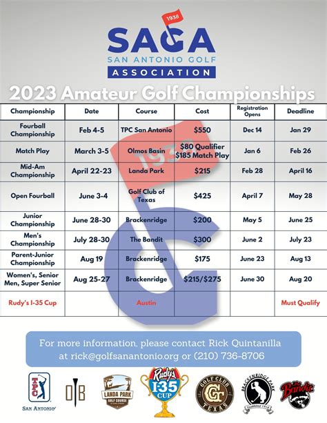 SAGA 2023 Schedule - First Tee - Greater San Antonio