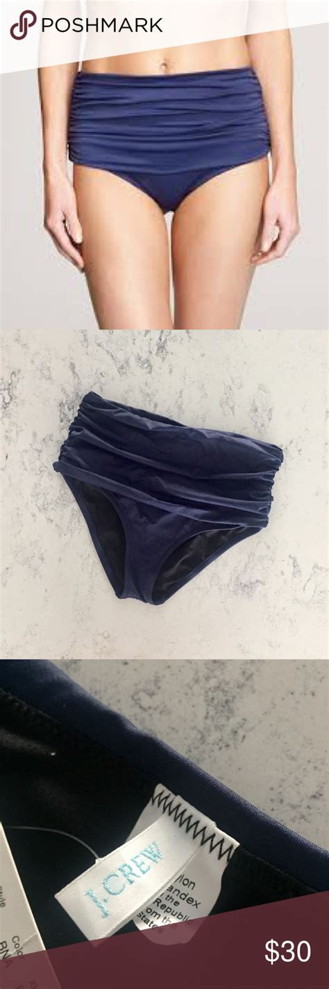 J Crew Shelley Navy Swim Ruched Bikini Bottom Ruched Bikini Bottoms