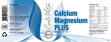 Calcium Magnesium Plus CaliVita 100 Capsule Calciu Magneziu