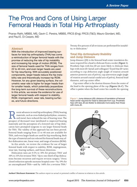 Pdf The Pros And Cons Of Using Larger Femoral Heads In Total Hip