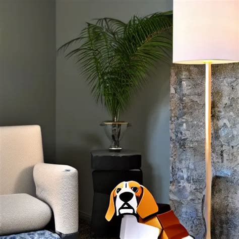 A Large Lamp Shaped As A D Beagle Puppy Head Placed Stable