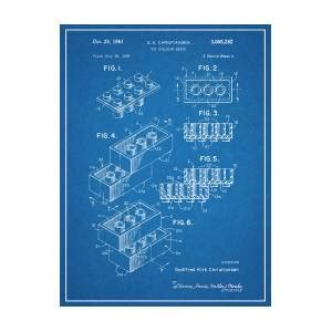 1961 Lego Toy Building Blocks Patent Print Blueprint Drawing By Greg