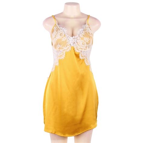 Four Color Plus Size Satin Sexy Lingerie Silk Nightgown For Women China Sexy Sleepwear And