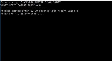 C Program To Display String From Backward Writing While Loop