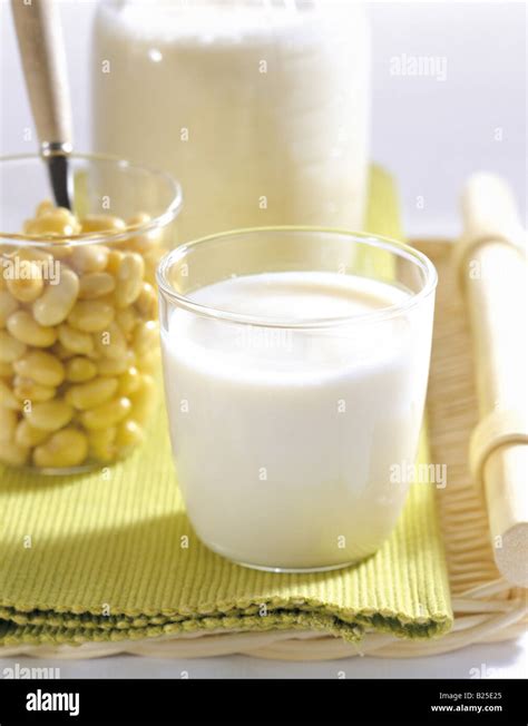 Soya-bean milk and bean Stock Photo - Alamy