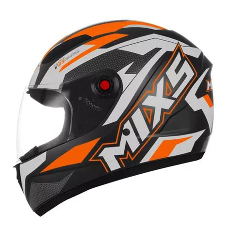 Capacete Fechado Esportivo Mixs Fokker V23 Fosco Cor Laranja Tamanho Do