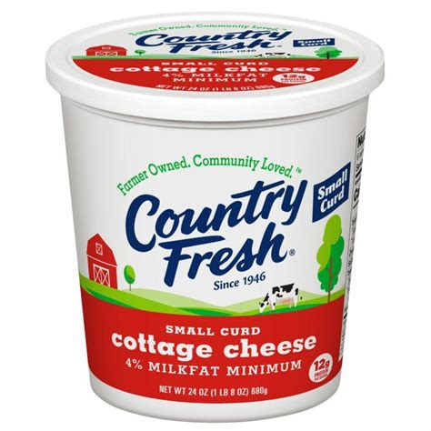 Small Curd Cottage Cheese Plastic 24 Oz Country Fresh Dairy