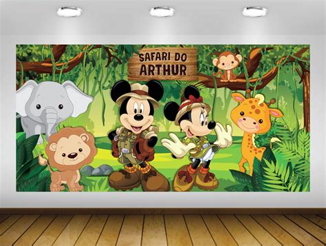 Painel Mickey no Safari 2x2 50m Impressão Lona Elo7