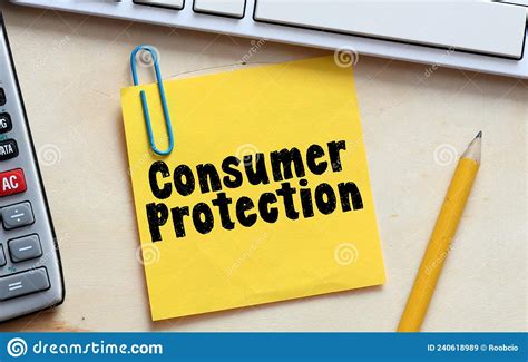 Consumer Protection Words On A Yellow Sheet Of Paper Stock Image