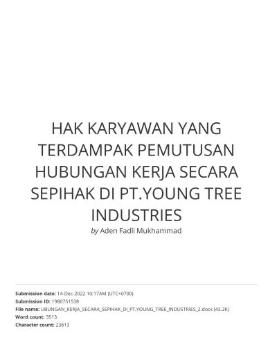 HAK KARYAWAN YANG TERDAMPAK PEMUTUSAN HUBUNGAN KERJA SECARA SEPIHAK DI