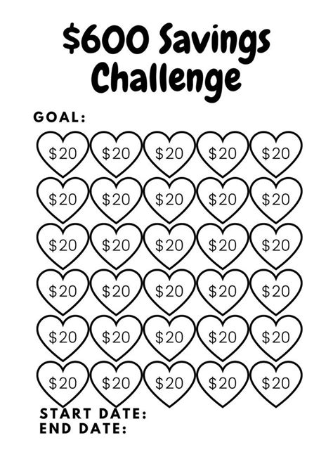 Save 600 Money Saving Challenge Printable Savings Challenge Savings