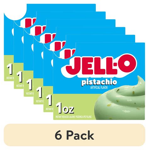 6 Pack Jell O Pistachio Zero Sugar Instant Reduced Calorie Pudding And Pie Filling Mix 1 Oz Box