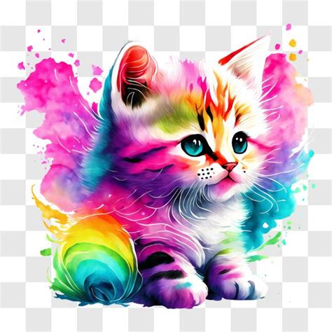 Télécharger Chaton coloré dans une peinture abstraite avec des