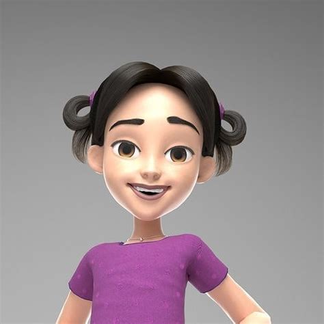 Riley Cartoon Girl Rigged 3d Model Rigged Cgtrader