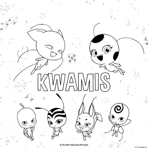 Cute Kwamis From Miraculous Ladybugs Coloring page Printable