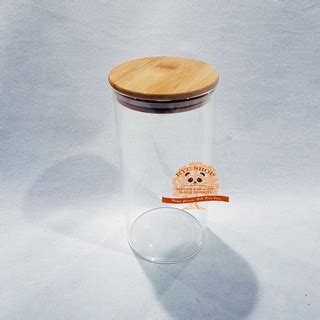 Jual Toples Kaca Tutup Kayu Kedap Ml Borosilicate Glass Canister