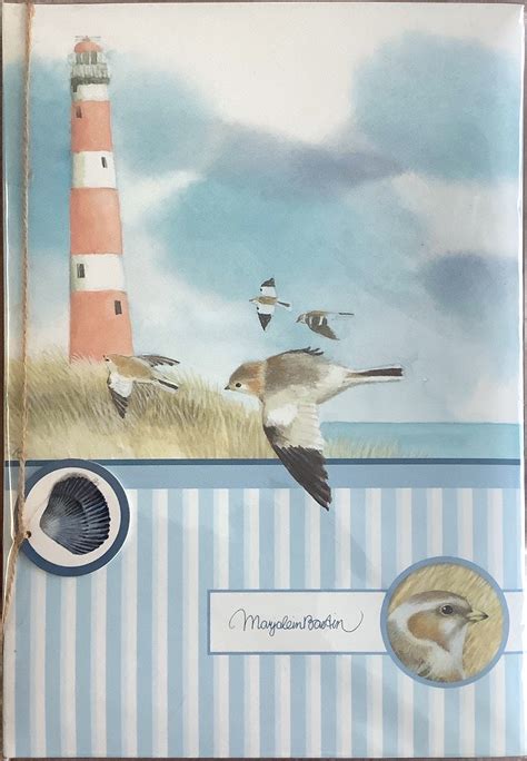 Seaside Birds Vintage Marjolein Bastin Stationery Folder With Letter