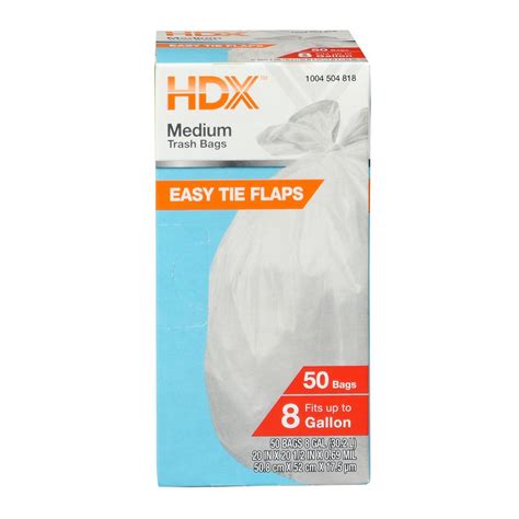 HDX 8 Gallon White Medium Trash Bag 50 Count HDX 8G WHT The Home Depot