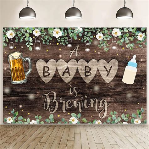 Amazon AIBIIN 7x5ft A Baby Is Brewing Backdrop Rustic Wood Brew