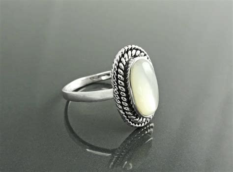 Antique Pearl Ring Sterling Silver GENUINE Mother of Pearl - Etsy