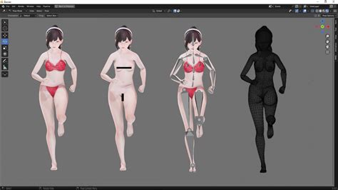D Lingerie Clothes UE Unity Blender Animated Realistic Female Character
