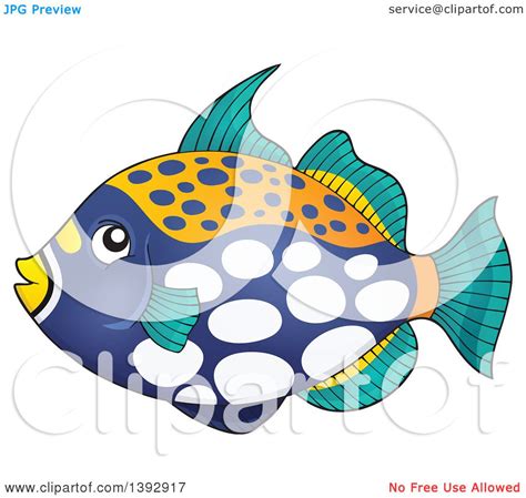 Clipart of a Clown Triggerfish Marine Fish - Royalty Free Vector ...