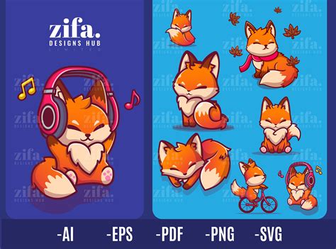 Fox Stickers Fox Stickers Svg Bundle Fox Svg Fox Printable Etsy