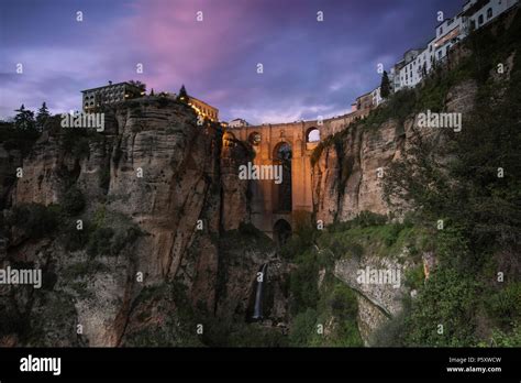 Puente Nuevo in ronda spain during sunset Stock Photo - Alamy