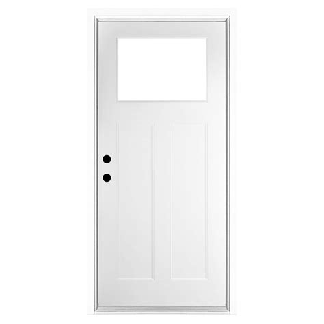 Mp Doors 36 In X 80 In White Right Hand Inswing Classic Loe Glass Fiberglass Prehung Fro