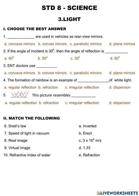 8th Science Online Activity For Grade 8 Live Worksheets Worksheets