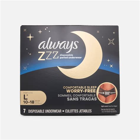 FSA Eligible Always ZZZ Overnight Disposable Period Underwear, Large, 7