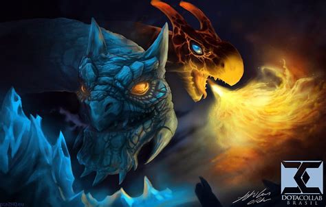 Fire Dragon Ice Art Dota 2 Jakiro 2 Heads Twin Head Dragon