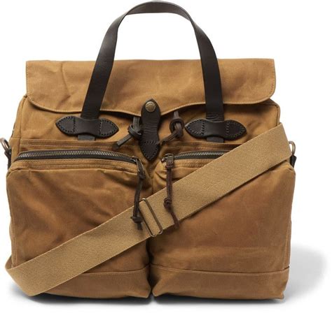 Filson Leather Trimmed Waxed Cotton Canvas Briefcase