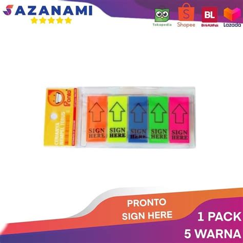 Jual PRONTO SIGN HERE 5 WARNA PENANDA TANDA TANGAN MEMO STICKY NOTE