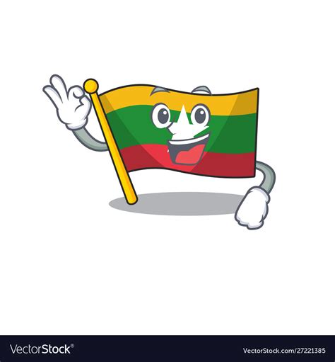 Okay flag myanmar was hoisted cartoon pole Vector Image