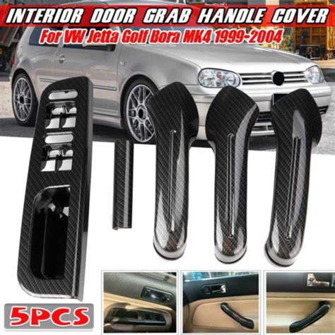 Interior Door Grab Handle Cover Carbon Fiber Set For Vw Jetta Golf Mk