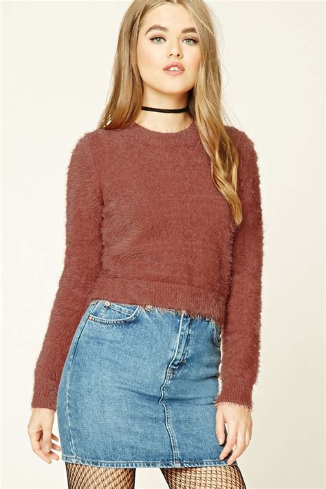 Fuzzy Knit Crop Top Forever 21 2000200490 Forever21 Tops Knit