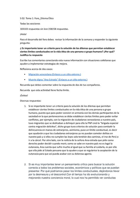 Semana 2 FORO S 02 Tema 1 Foro Dilema Ético Todas las secciones