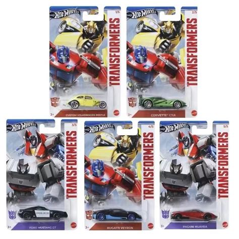 Hot Wheels Transformers Hot Wheels Silver Label GDG83 Transformers Set Bumblebee Bugatti Optimus