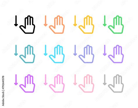 Editable Three Fingers Swipe Down Vector Icon Part Of A Big Icon Set