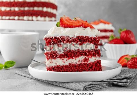 Naked Red Velvet Cake Fresh Strawberries Stock Photo Shutterstock