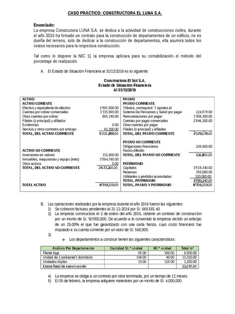 Caso Práctico De Una Empresa Constructora Impuesto Sobre La Renta Economias Prueba