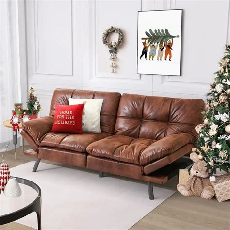 Convertible Futon Sofa Bed,Memory Foam Loveseat,Small Euro Lounger Sofa For Compact Living ...